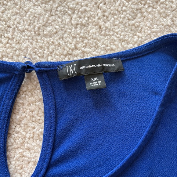 INC Blue Ruffle Sleeve Top - Picture 3 of 8